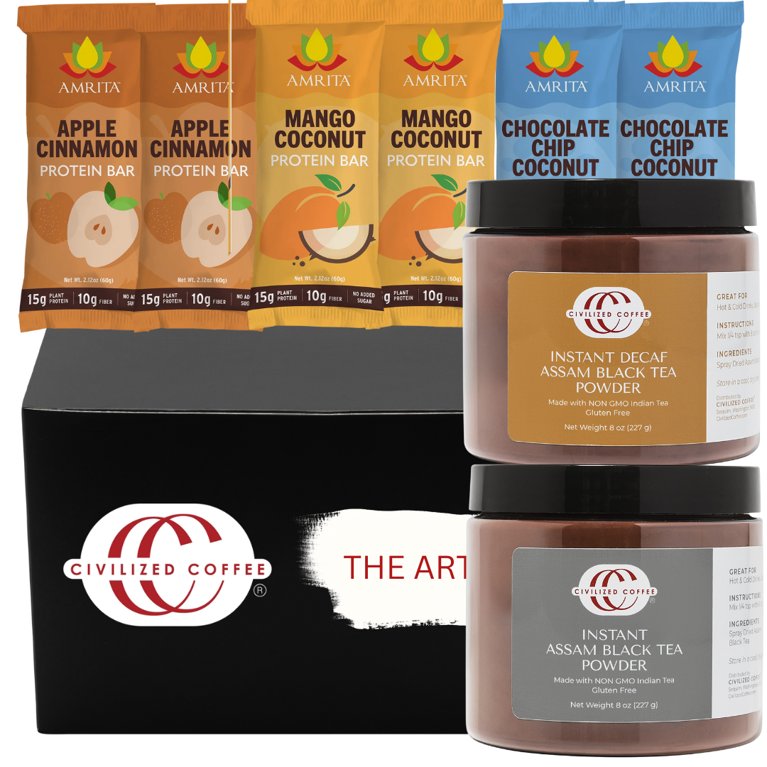 Instant Tea + Protein Gift Box — Instant Assam Black & Decaf + 6 Amrita Protein Bars (Collab)