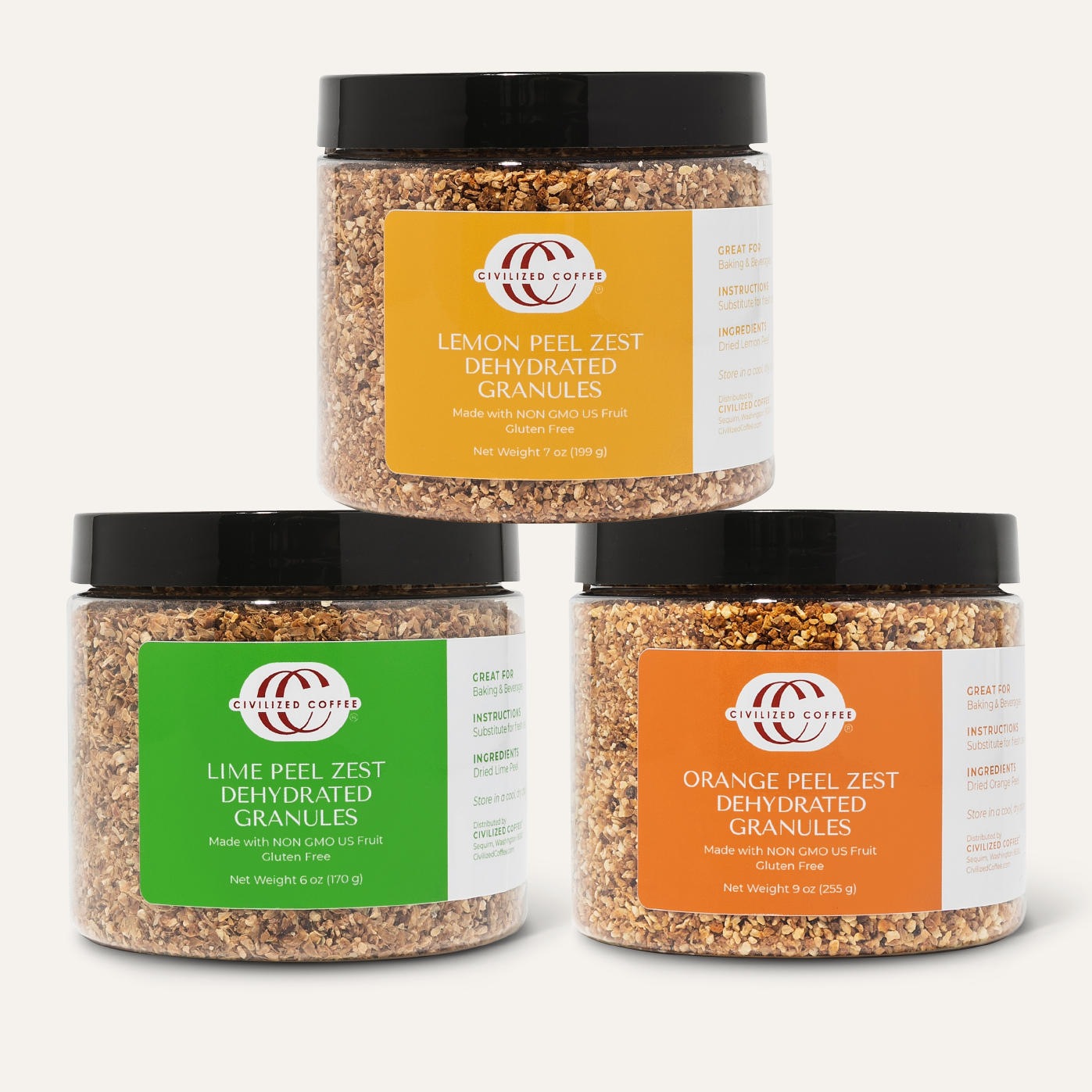 Dried Citrus Zests (Orange, Lemon & Lime)